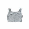 Custom Logo Cross Front Twist Crop Tops