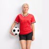 red and black soccer jersey